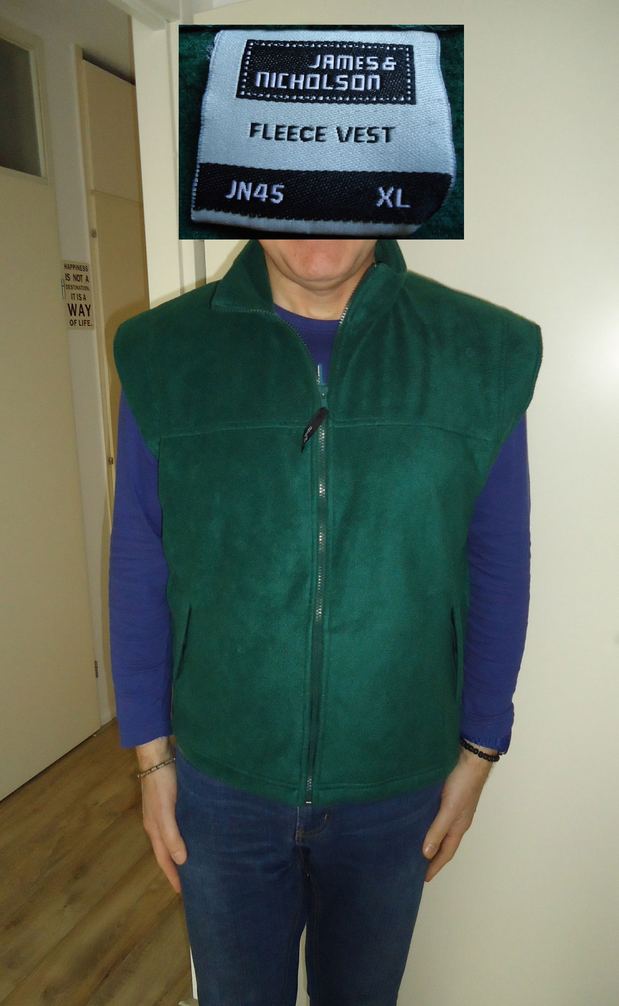 Te koop groen fleece vest zonder mouwen van J & N (maat: XL) - Afbeelding 3