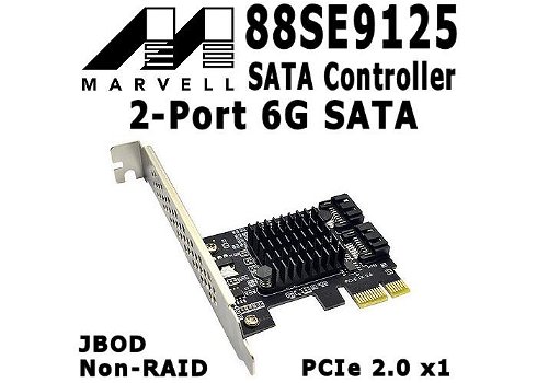 Marvell 88SE9125 2-Port 6G SATA PCI-e Controller | HDD/SSD - 0