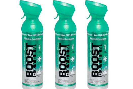 BOOST Menthol 3 x 9 liter Zuurstof in compacte lichte fles - Zuurstofshop.com - 0