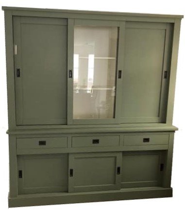 Buffetkast Gouda Engels groen - wit 200 x 50/40 x 220 - nr. 1
