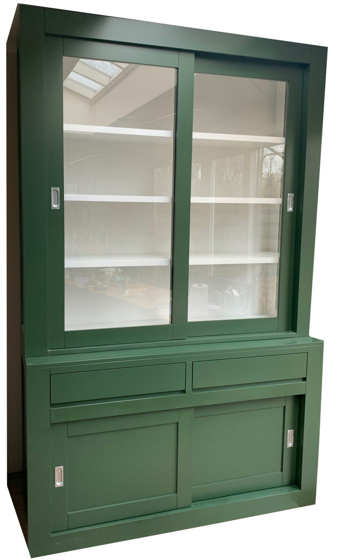 Buffetkast XL olijfgroen - wit design 160 x 240cm soft close - nr. 1