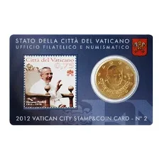 Vaticaan in coincard 2012 Nr.2      0,50 €uro cent + Postzegel            p/st          €  5,95