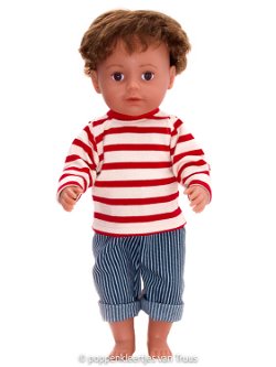 Baby Born 43 cm Jongens setje Bretonse streep/rood/ecru/blauw