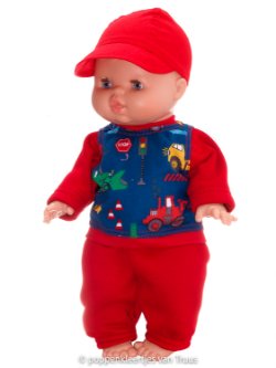 Paola Rena 34 cm Jongens setje rood/blauw/werkvoertuigen