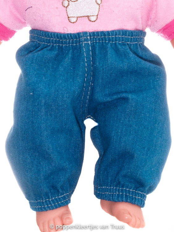 Popje 28 cm 2 dlg. Setje blauw/bloem/stipjes - Afbeelding 4