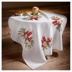 Borduurpakket voorbedrukt tafelkleed/dekservet KERST NIEUW !