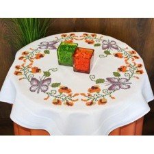Borduurpakket voorbedrukt tafelkleed/dekservet VLINDERS NIEUW !