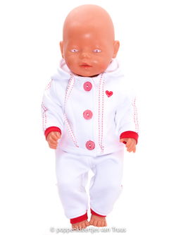 Baby Born 43 cm Joggingpakje wit/rood