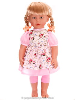 Zapf pop Emma 48/50 cm Jurksetje roze/roosjes
