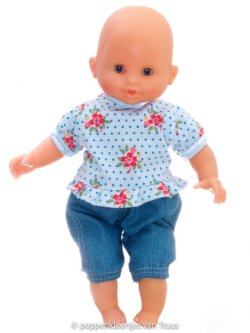 Corolle 30 cm 2 dlg. Setje blauw/bloem/stipjes
