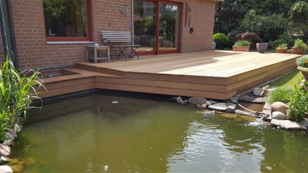 terrasplanken ecologisch hardhout basralocus stuwmeerhout 22 m2 ( 3,80 mtr lengte ) - 4