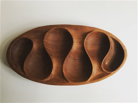 Scandinavische teak houten presenteer schaal - 0