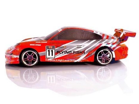 RC auto HSP Flying Fish Porsche rood 2.4 GHZ RTR - 1
