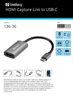 HDMI Capture Link to USB-C HDMI-ingangspoort voor uw hoogwaardige camcorder tot 4K.