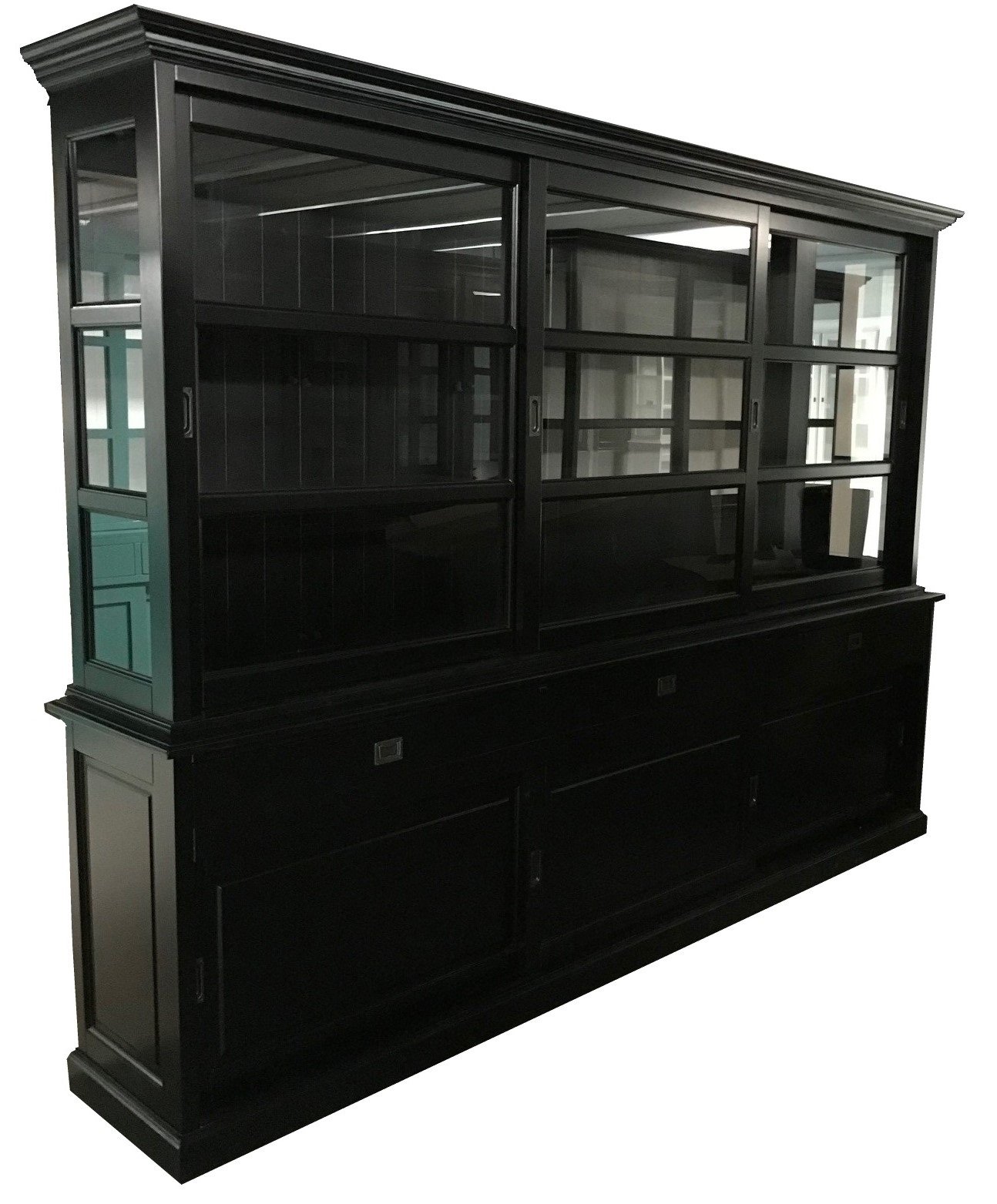 Buffetkast Sneek zwart - grijs 300 x 50/40 x 220cm - nr. 1