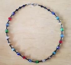 Ketting glaskralen multicolor