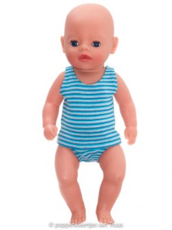 Baby Born Soft 36 cm Jongens ondergoed blauw/grijs/streep
