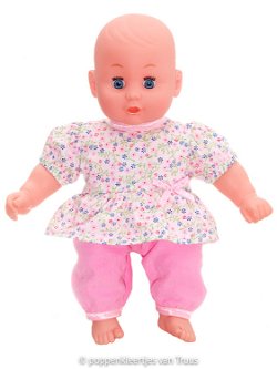 Popje 28 cm 2 dlg. Setje bloemetjes/roze