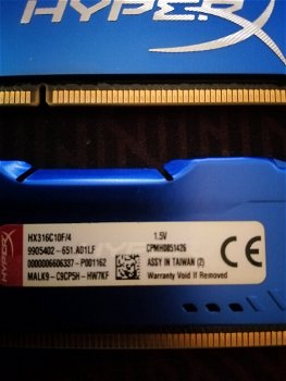 Kingston Hyper x FURY 2x4 GB DDR3 1600Mhz Cl10 - 1