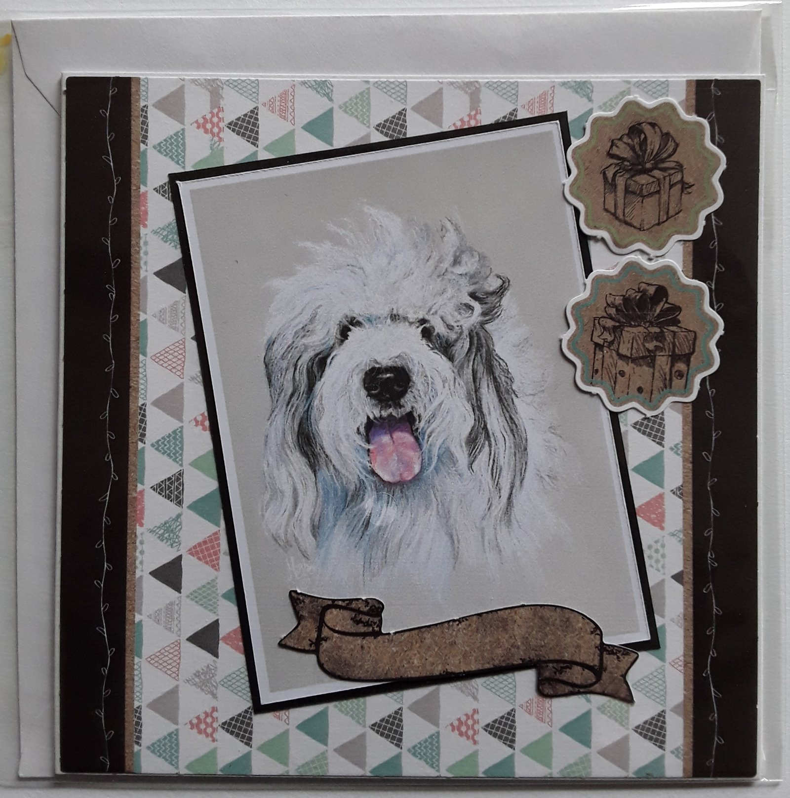 Hondenkaart 38 blanco met bobtail - nr. 1