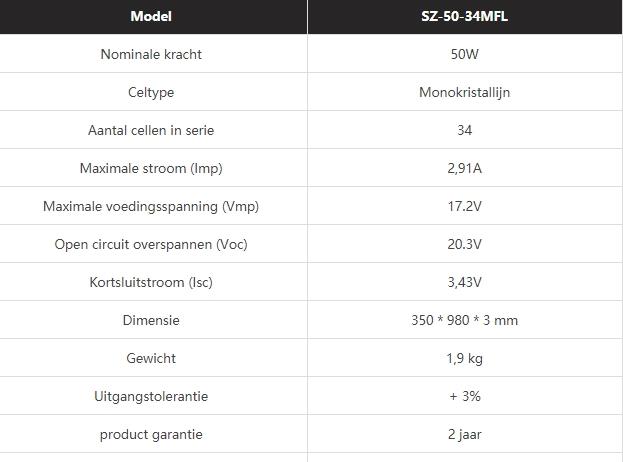Goedkope 12V-MONO-FLEXIBLE-LONG 50W semi flexibele zonnepanelen set - Afbeelding 2