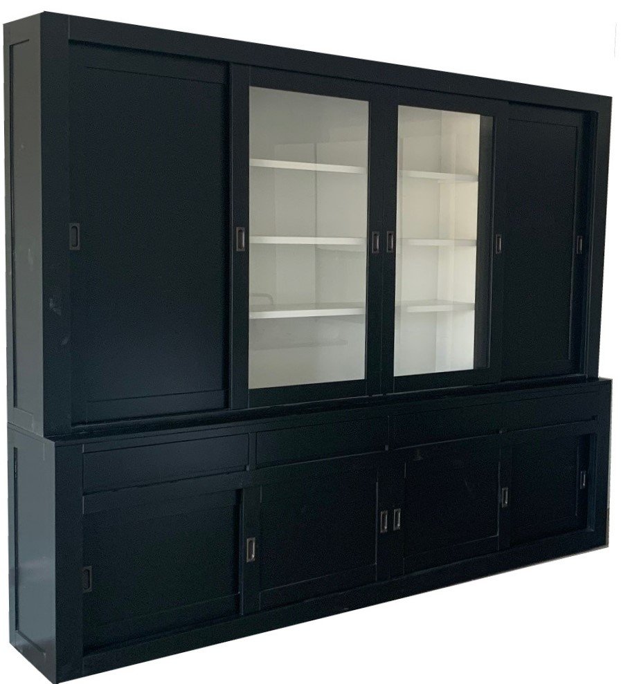 Buffetkast zwart - wit Grathem XXL greeploos 300 x 50/40 x 240cm - nr. 1