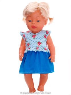 Baby Born 43 cm Jurksetje blauw/bloem/stipjes