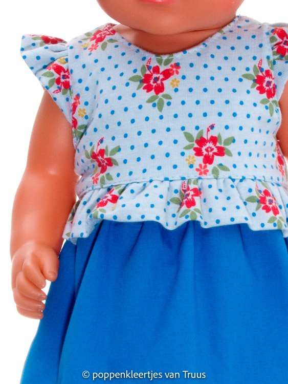 Baby Born 43 cm Jurksetje blauw/bloem/stipjes - Afbeelding 2