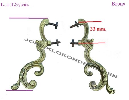 = 2 Zijstuk / Ornament = klokstel =44551 - 1