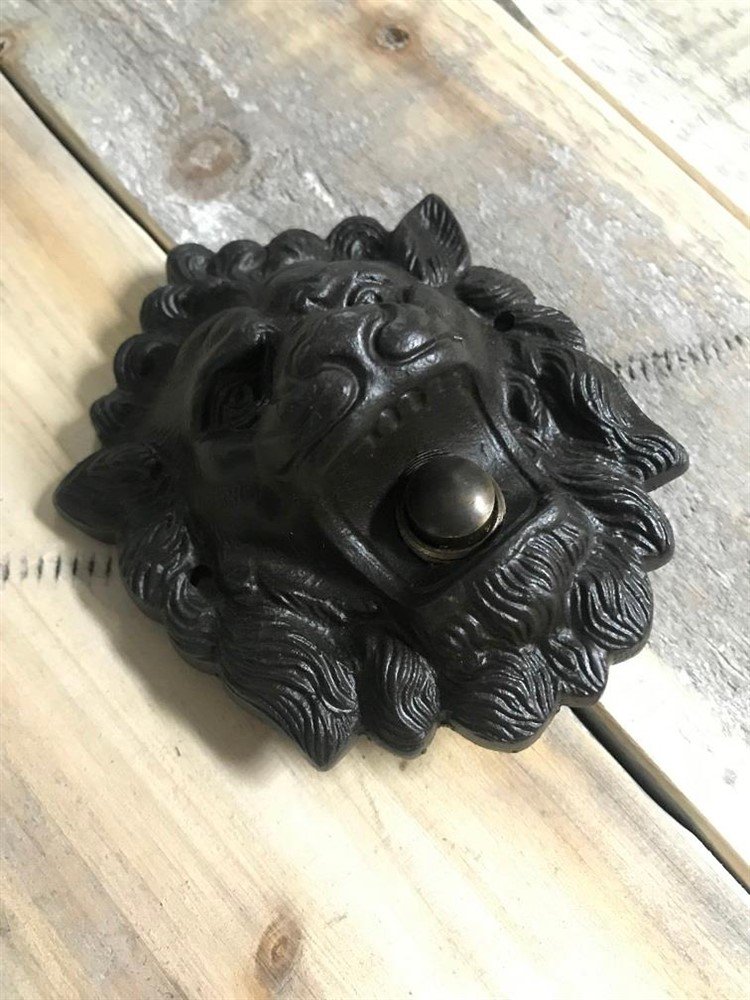 Deurbel leeuwenkop, gewaxt, antiek- leeuw -deurbel - Afbeelding 2