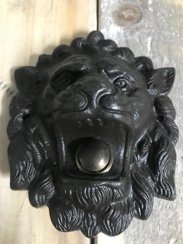 Deurbel leeuwenkop, gewaxt, antiek- leeuw -deurbel - Afbeelding 4