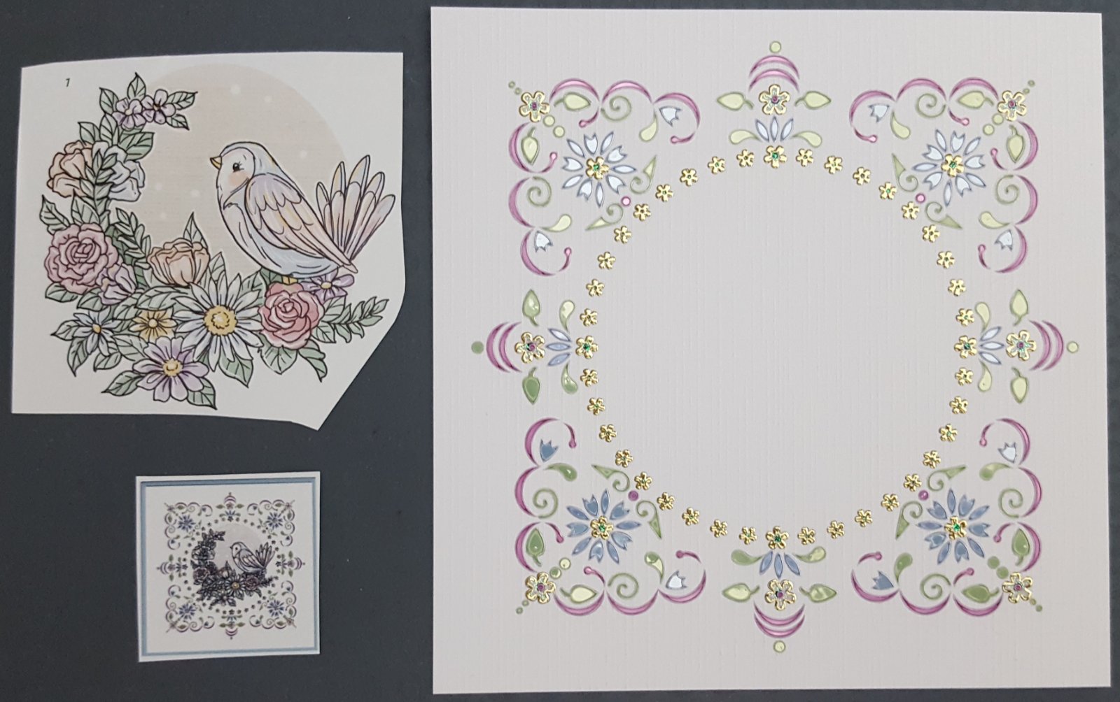 3D kaart --- Vogel tussen de bloemen - Afbeelding 2