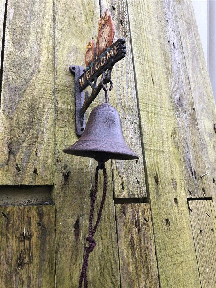 Deurbel met uilen - gietijzer small-deurbel- uil-bel-welkom - Afbeelding 6