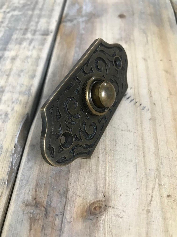Deurbel uit oud messing - platte deurbel - Afbeelding 4