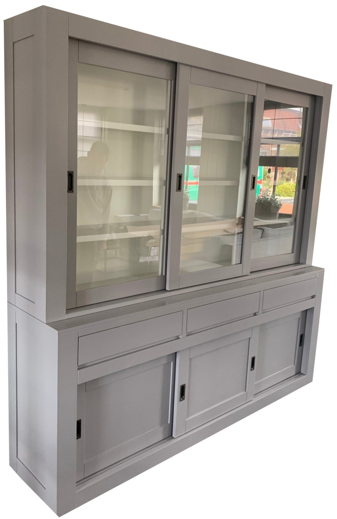 Buffetkast platinagrijs - wit Enschede soft close 220 x 50/40 x 220cm - nr. 1