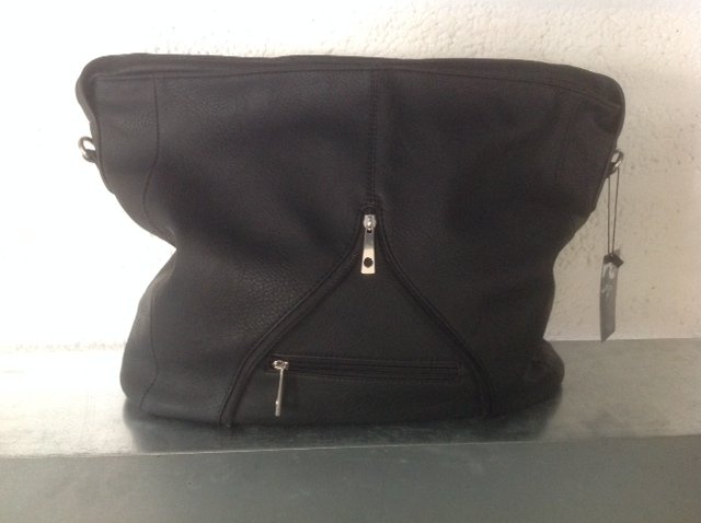 Zwarte tas met decoratieve rits voorkant - Afbeelding 2