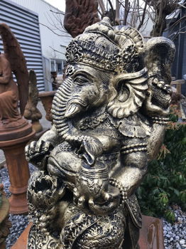 Beeld Ganesha, een hindoestaanse god, goud-zwart kleurig - 3