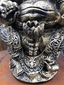 Beeld Ganesha, een hindoestaanse god, goud-zwart kleurig - 5