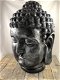 Boeddha hoofd, Indonesisch, grijs-zilver, huis en tuin decoratie - 1 - Thumbnail