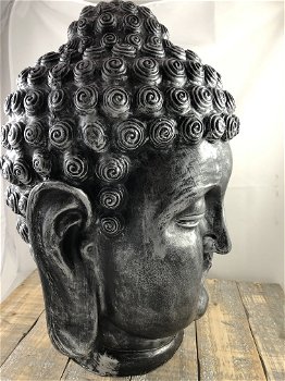 Boeddha hoofd, Indonesisch, grijs-zilver, huis en tuin decoratie - 5