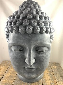 Boeddha hoofd, Indonesisch, groot, polystein - 0