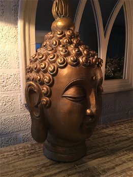Groot Boeddha hoofd, zwaar hoofd, polystein - 1