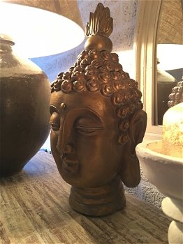 Groot Boeddha hoofd, zwaar hoofd, polystein - 6