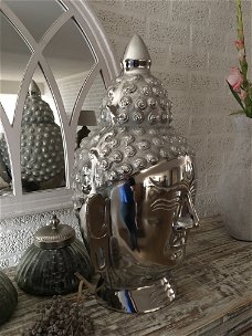 Indonesische Boeddha-hoofd, aluminium-chrome