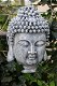 Indonesische Boeddha-hoofd, polystein-grijs - 3 - Thumbnail