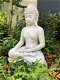 Mediterende Boeddha, groot tuinbeeld, vol steen - 2 - Thumbnail