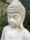 Mediterende Boeddha, groot tuinbeeld, vol steen - 3 - Thumbnail