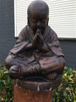 Mediterende monnik, Shaolin, vol steen, tuinbeeld / beeld voor in huis - 2