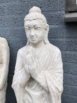 Staande Boeddha, groot, steen, white wash - 3