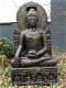 Tuinbeeld van een Thaise Boeddha op troon, in kleur, steen - 0 - Thumbnail